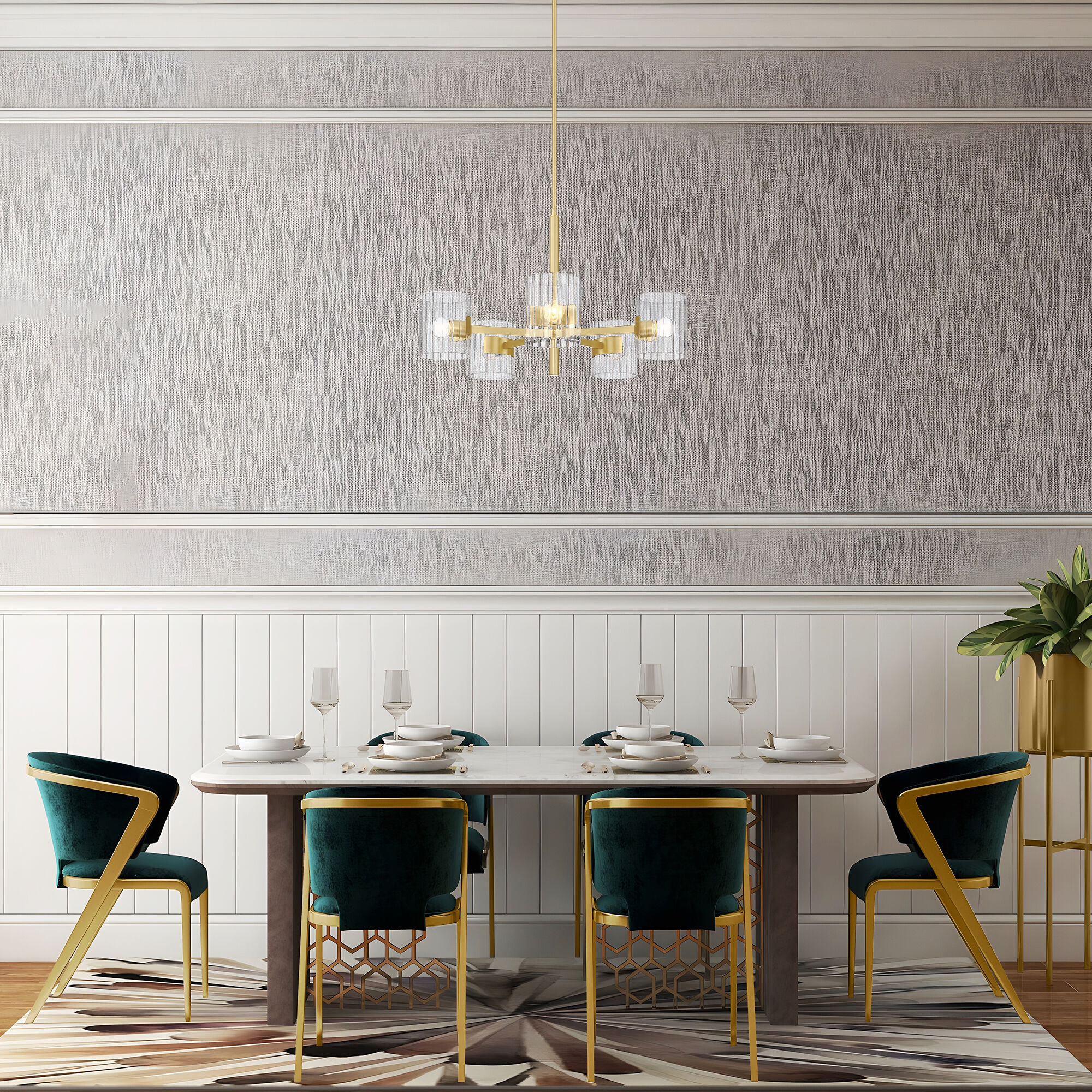 Aries 5 Light 28 inch Brushed Gold Chandelier Ceiling Light