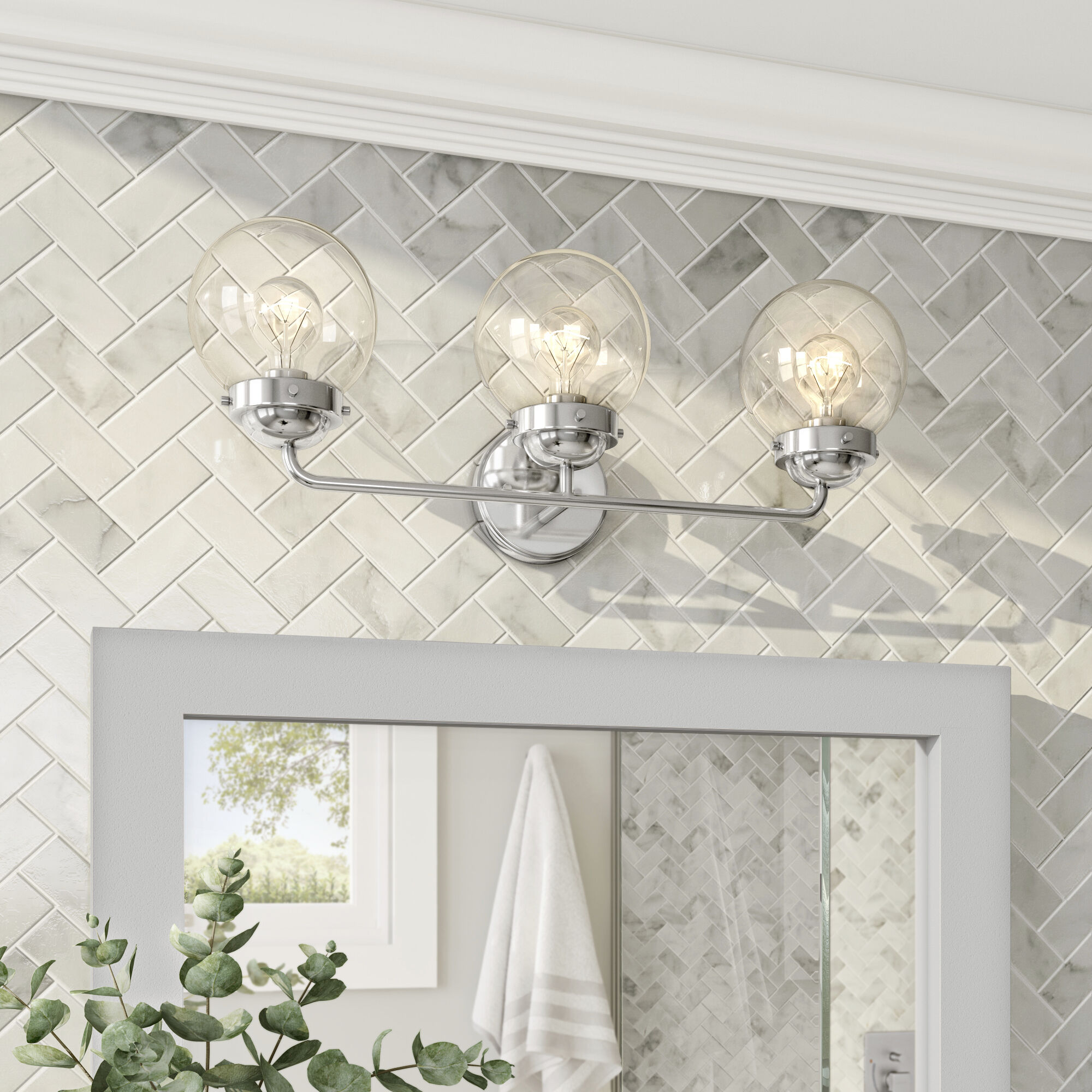 Knoll 3 Light 24 inch Chrome Vanity Light Wall Light