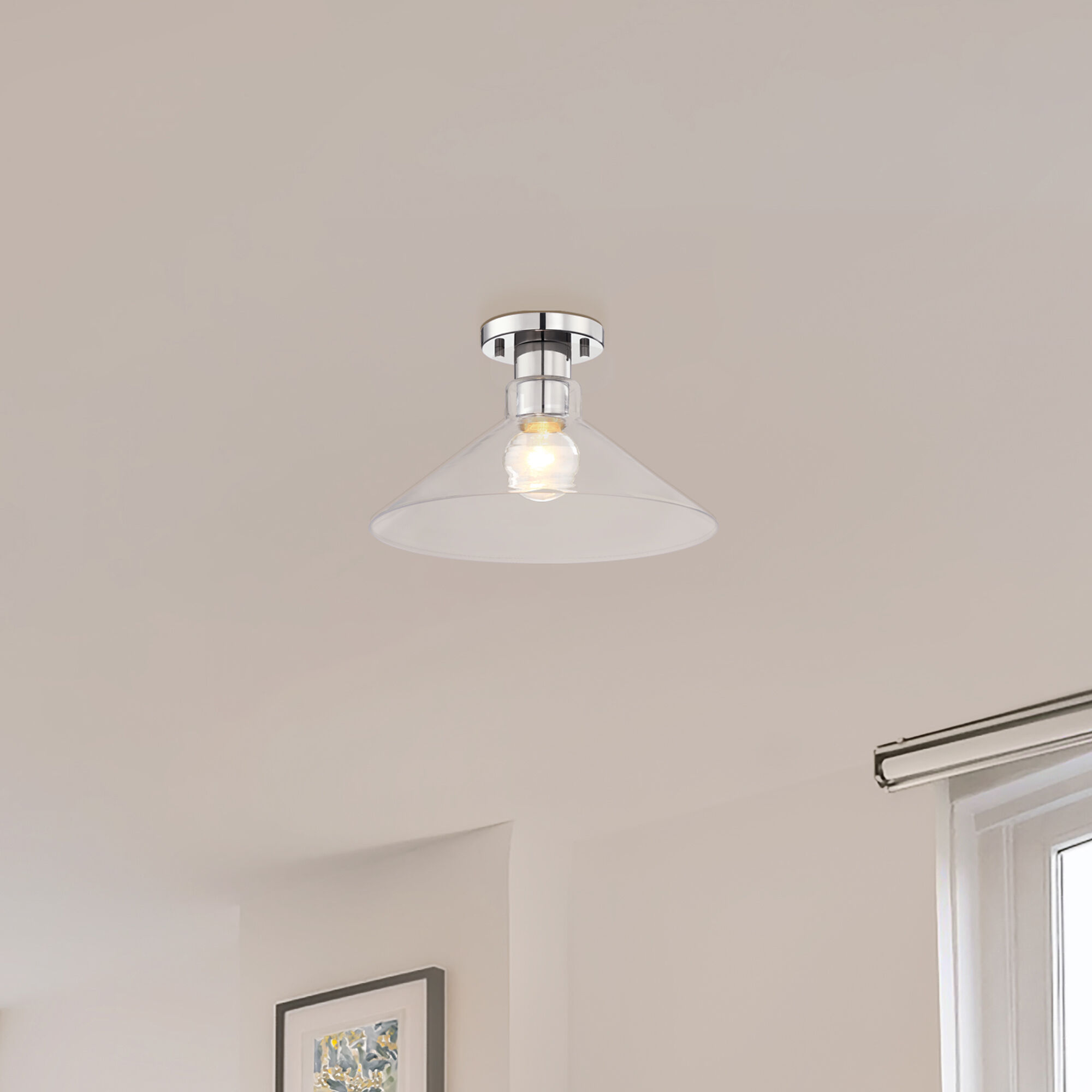 Leena 1 Light 14 inch Polished Nickle Semi Flush Mount Ceiling Light in Polished Nickel