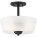 Malone 2 Light 12 inch Matte Black Semi-Flush Ceiling Light