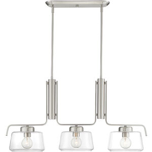 Riley 3 Light 39.5 inch Satin Platinum Island Pendant Ceiling Light