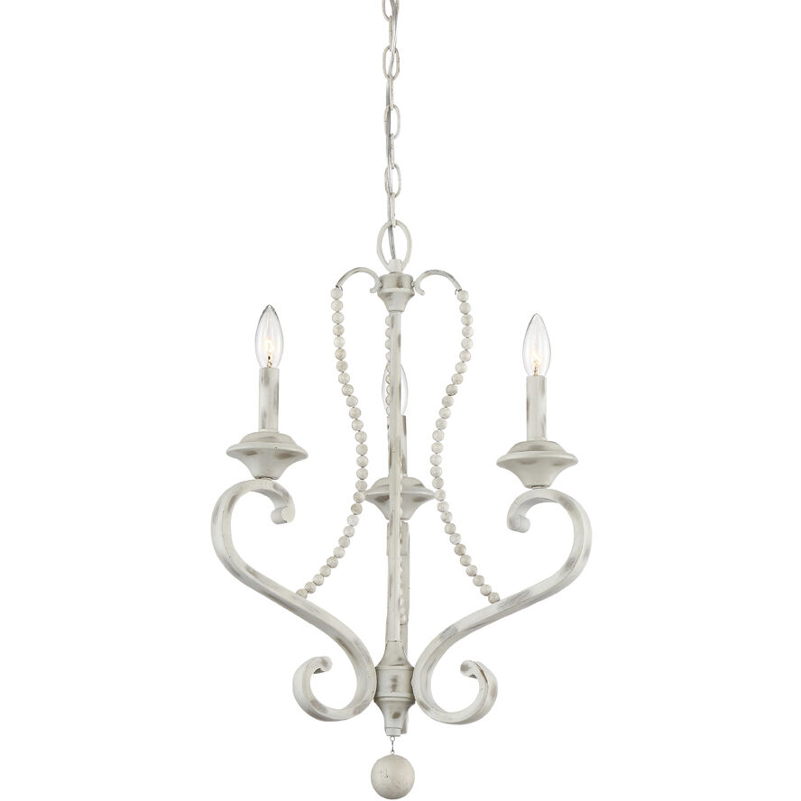 Newport 3 Light 18 inch Coastal Weathered White Chandelier Ceiling Light