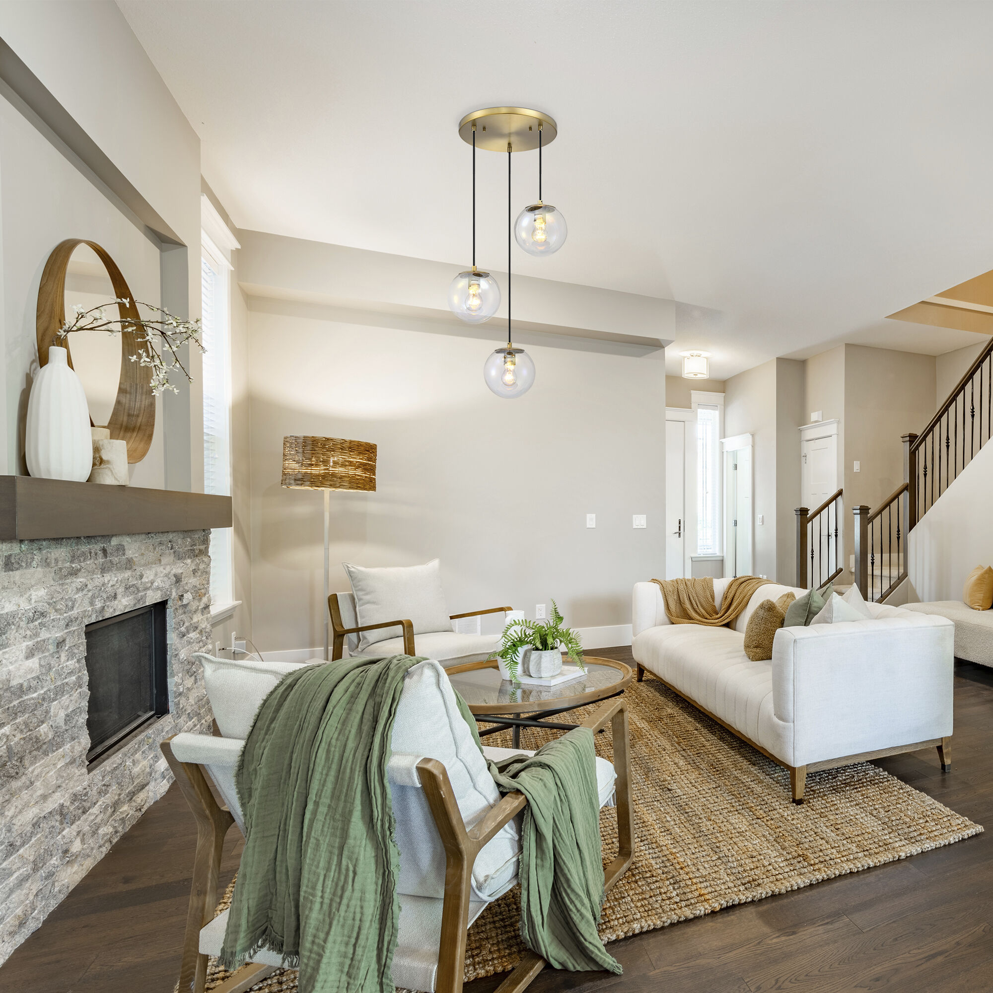 Neva LED 17.75 inch Brushed Gold Chandelier Ceiling Light