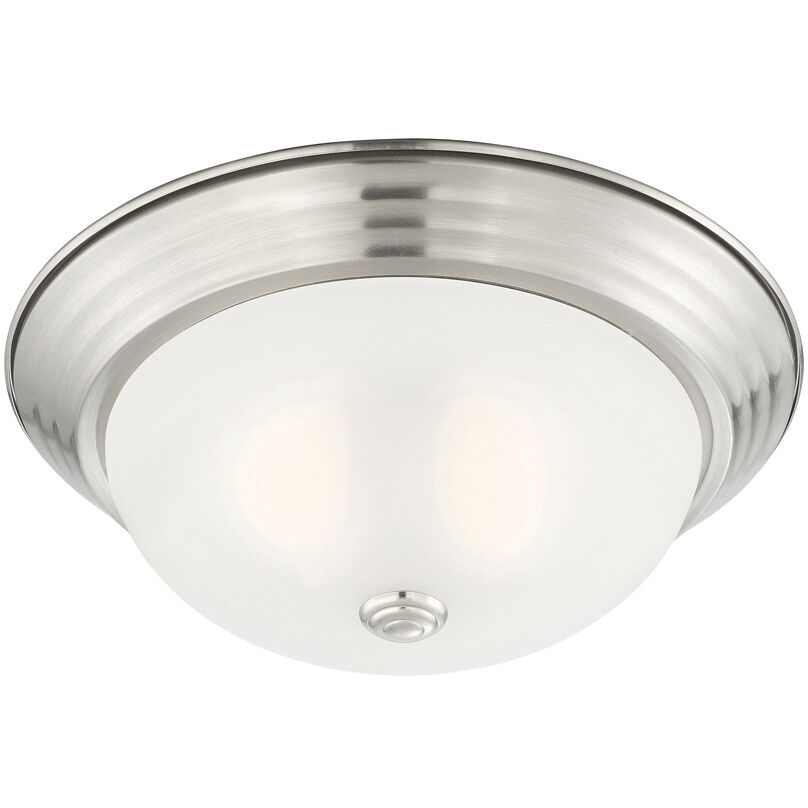 Decorative 2 Light 13 inch Satin Platinum Flushmount Ceiling Light in Etched, Medium