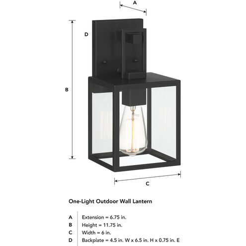 Preston 1 Light 11.75 inch Matte Black Exterior Wall Lantern