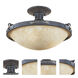Austin 3 Light 16.25 inch Weathered Saddle Semi-Flush Ceiling Light