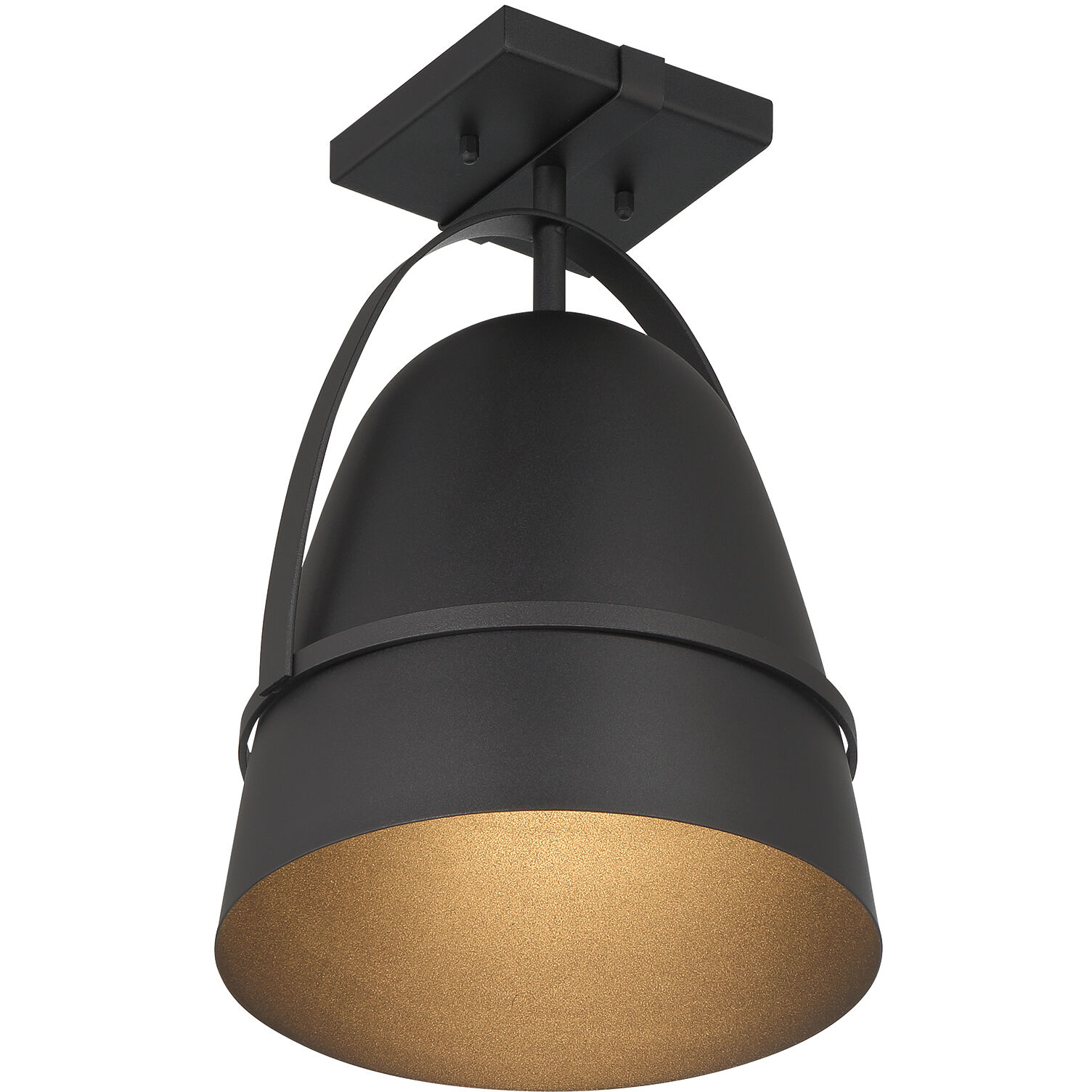 Rue 1 Light 9.5 inch Black Semi-Flush Mount Ceiling Light