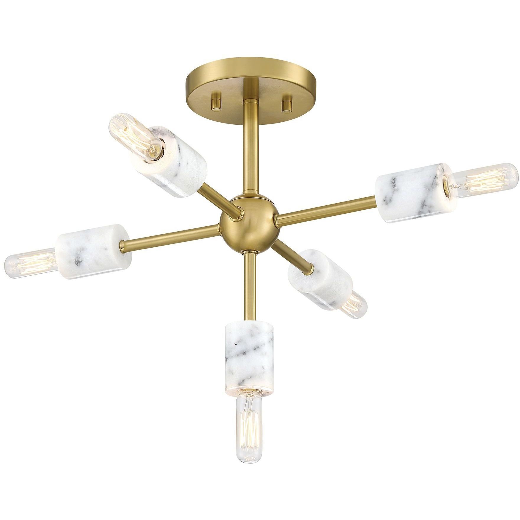 Star Dust 5 Light 16.5 inch Brushed Gold Semi Flush Mount Ceiling Light