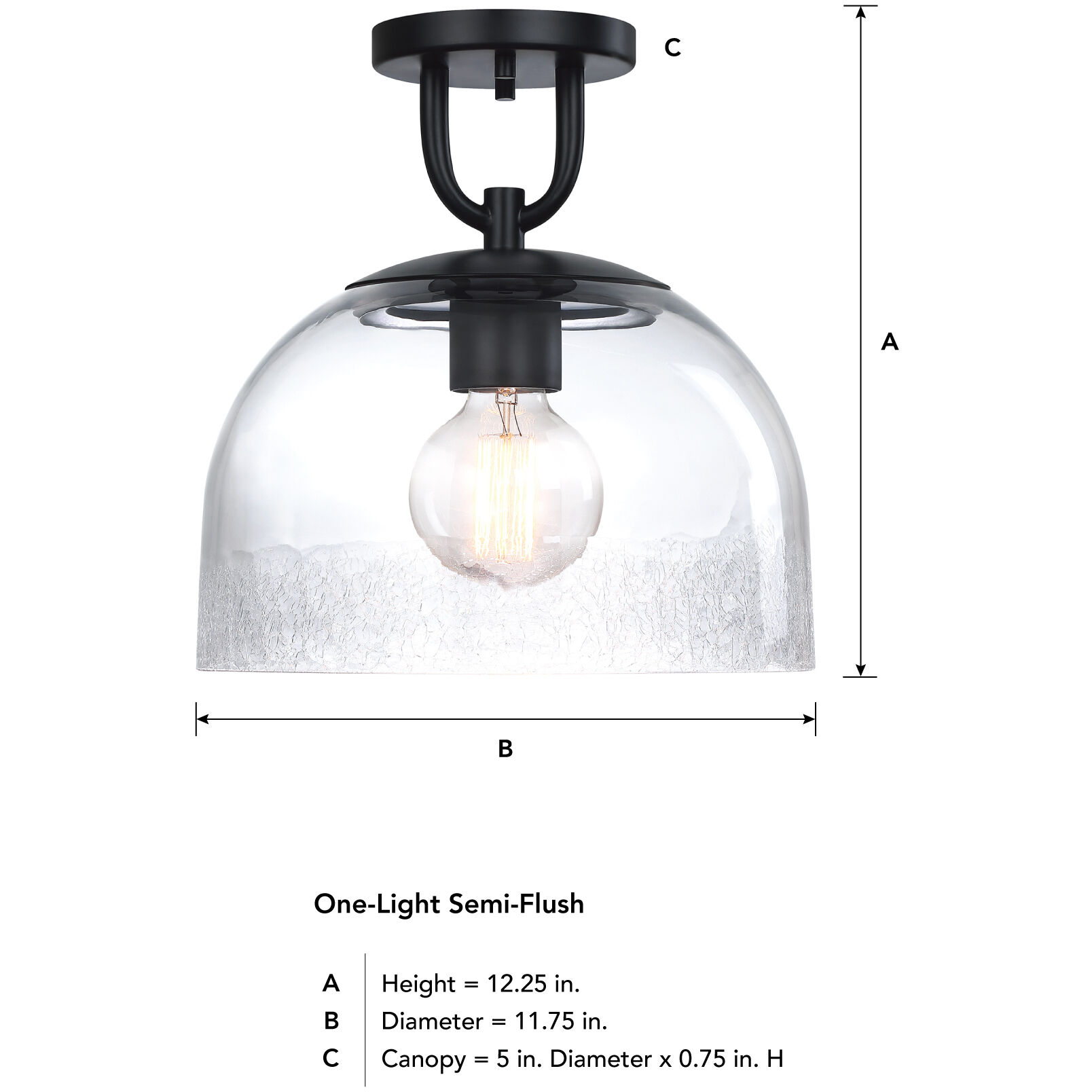 Astra LED 11.75 inch Matte Black Semi-Flush Mount Ceiling Light