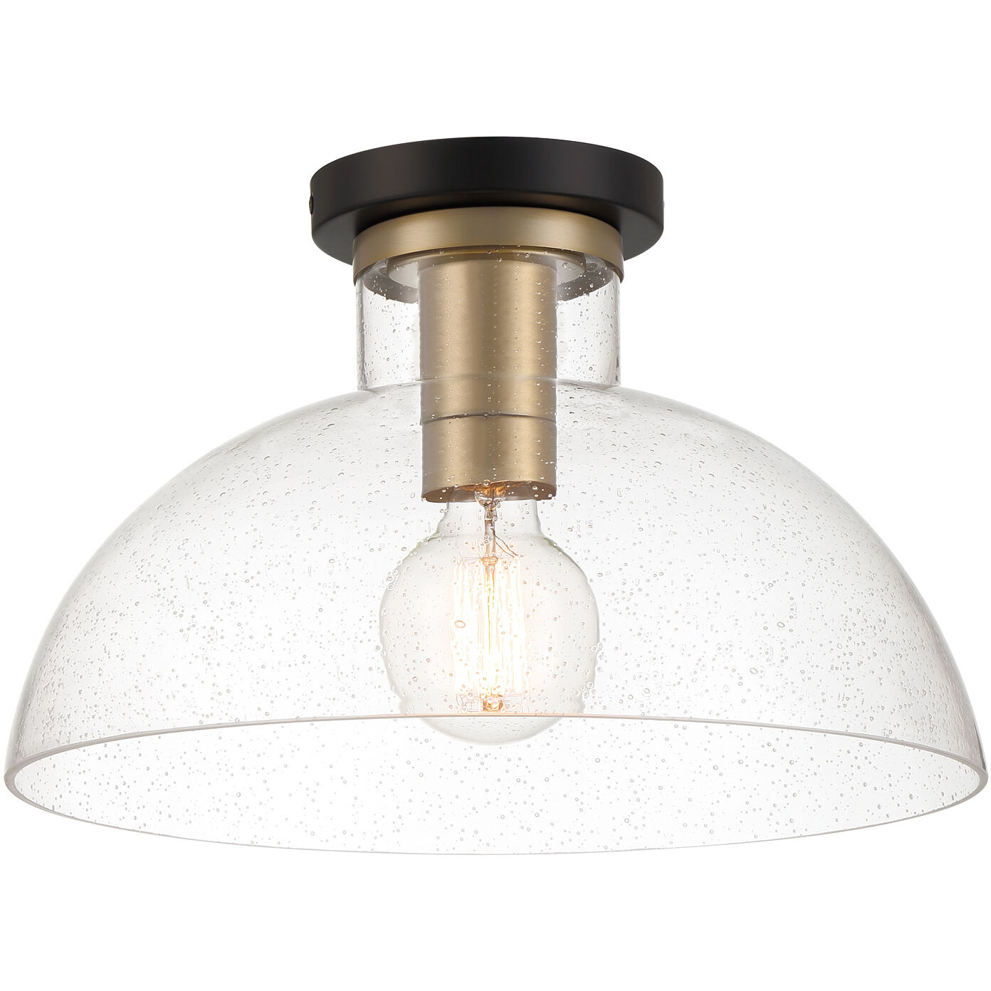 Nova 1 Light 14 inch Matte Black Semi-Flush Mount Ceiling Light