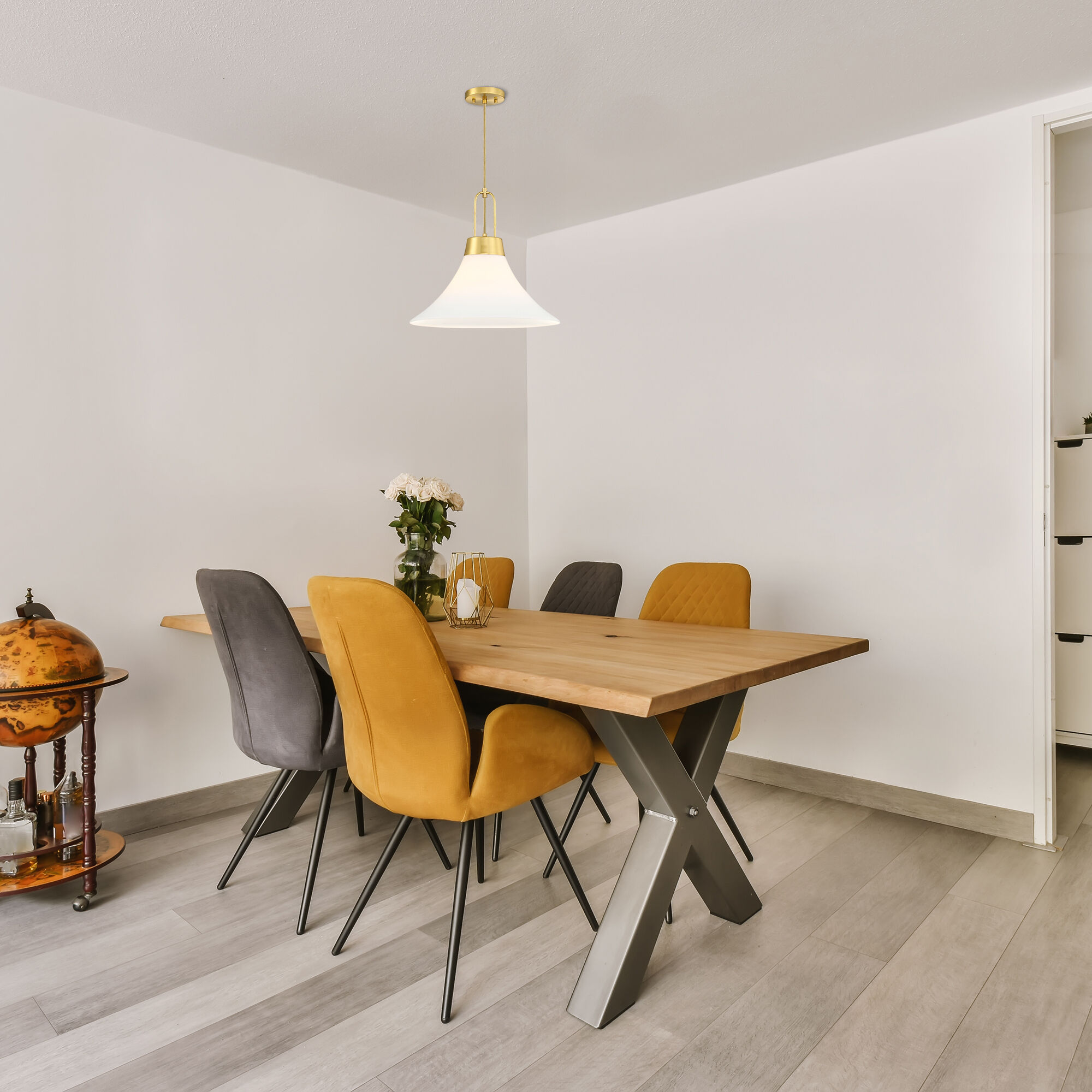 Evergreen Oasis LED 18 inch Brushed Gold Down Pendant Ceiling Light