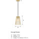 Liana 1 Light 6 inch Brushed Gold Pendant Ceiling Light