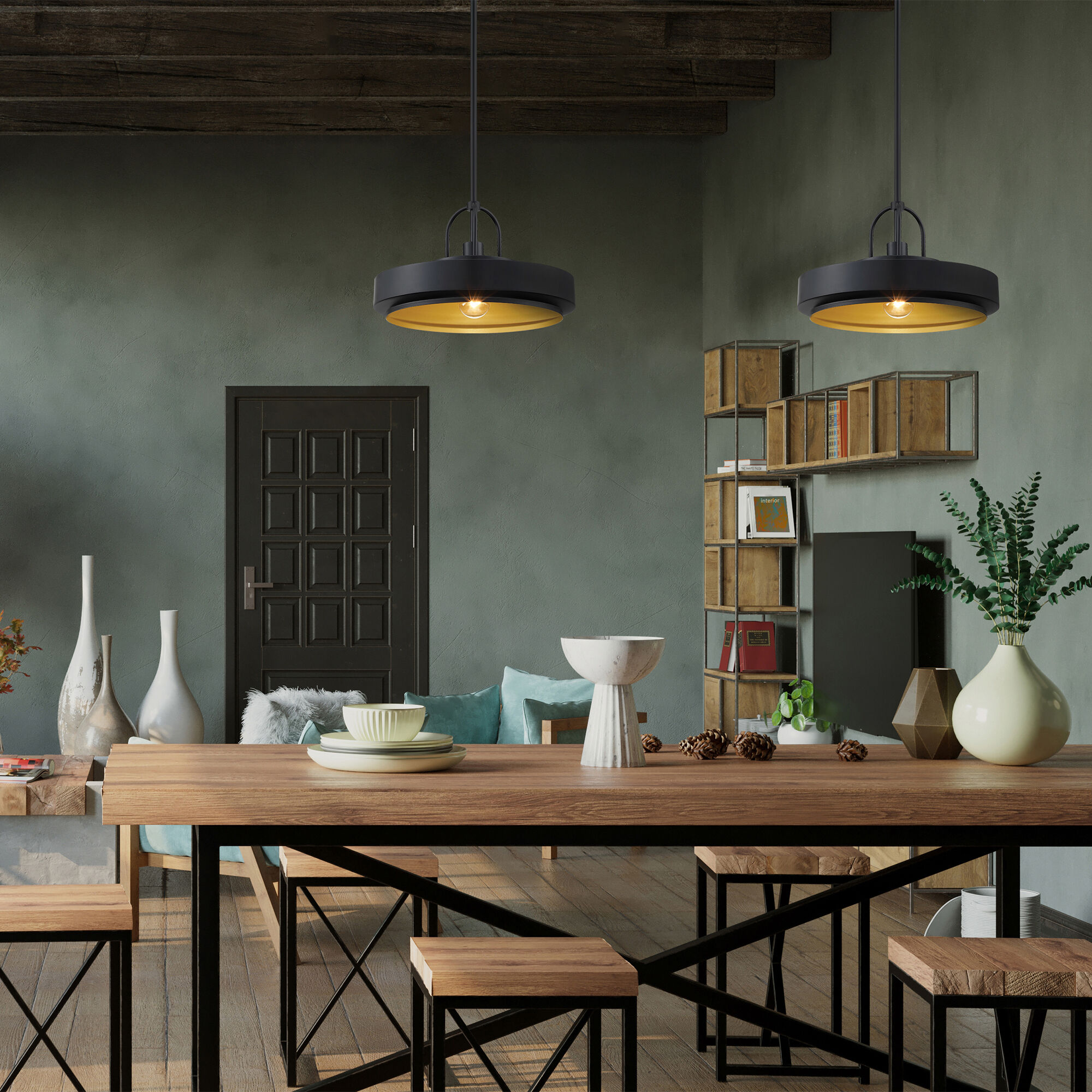 Odea 1 Light 14 inch Matte Black Pendant Ceiling Light