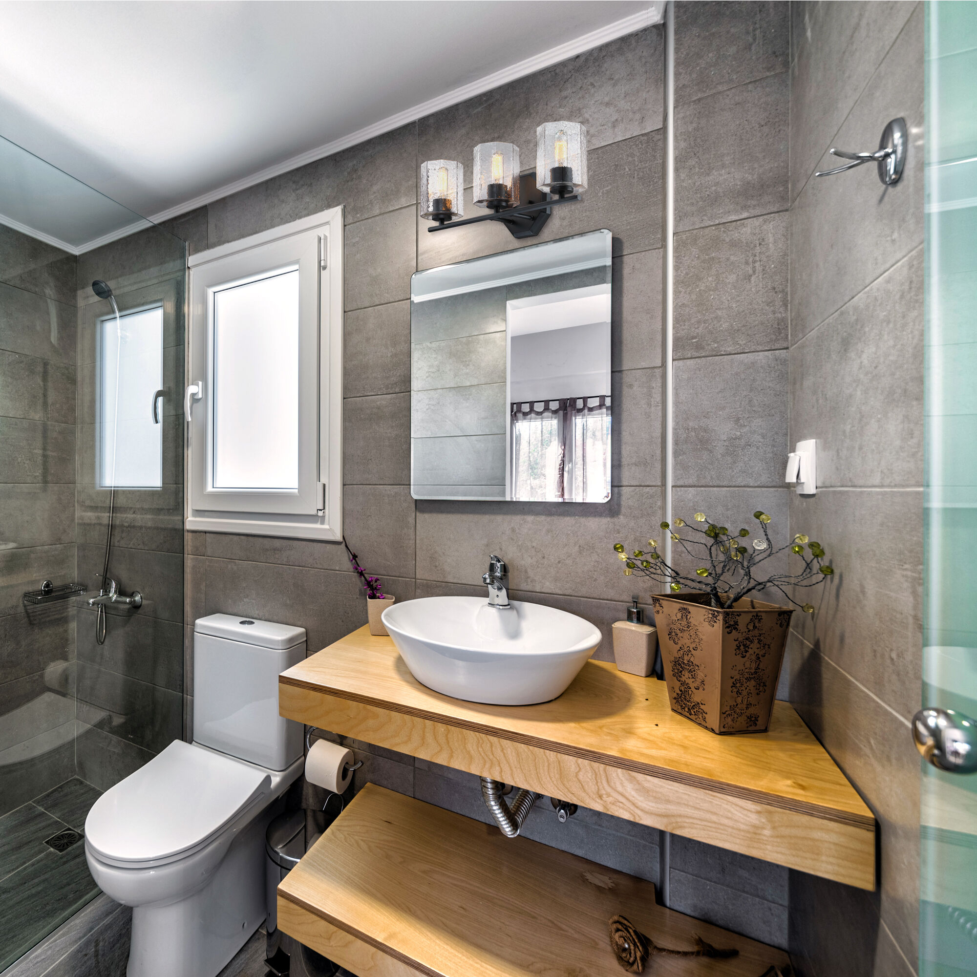 Haven 3 Light 24 inch Matte Black Vanity Light Wall Light