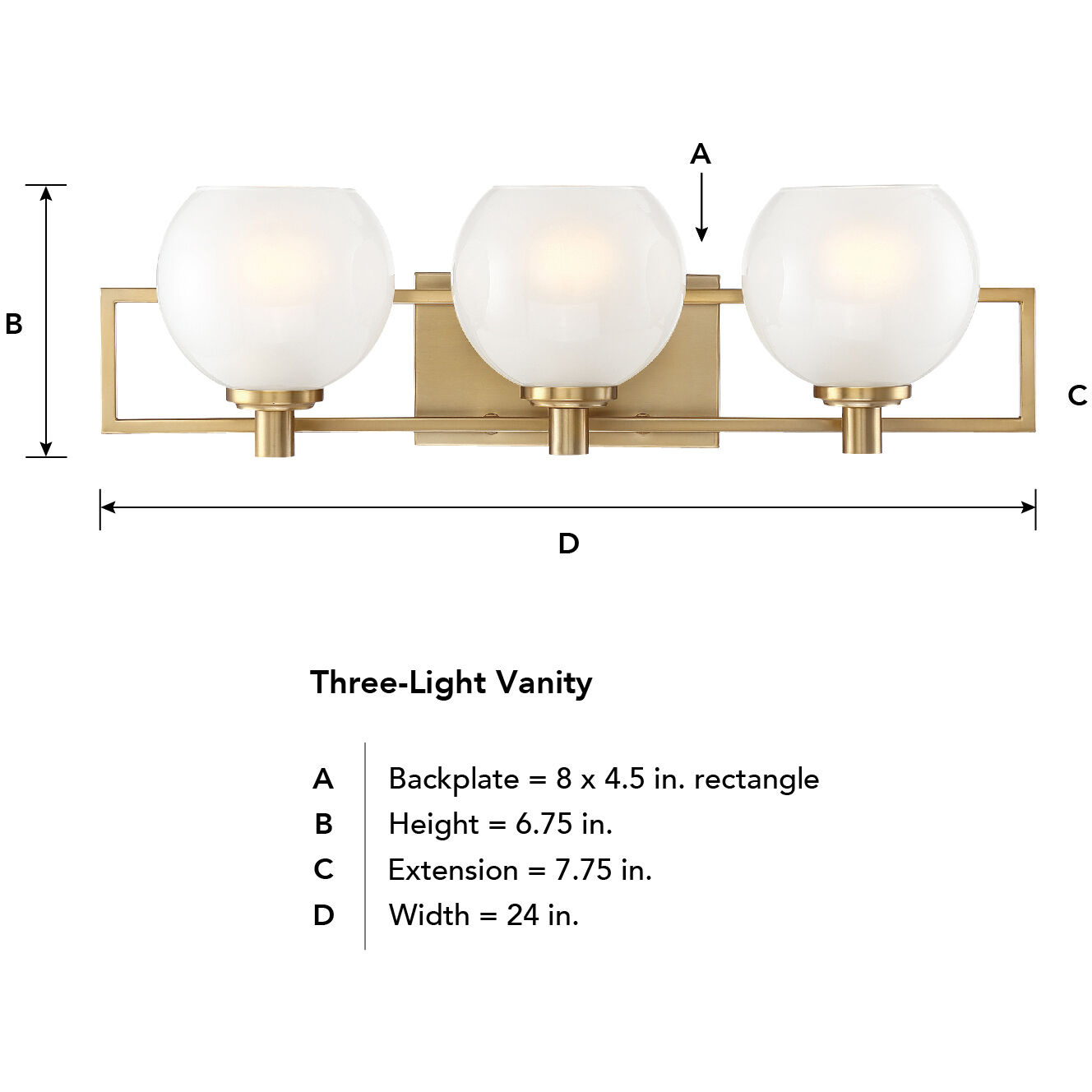 Cowen 3 Light 24 inch Brushed Gold Bath Light Wall Light