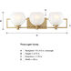 Cowen 3 Light 24 inch Brushed Gold Bath Light Wall Light