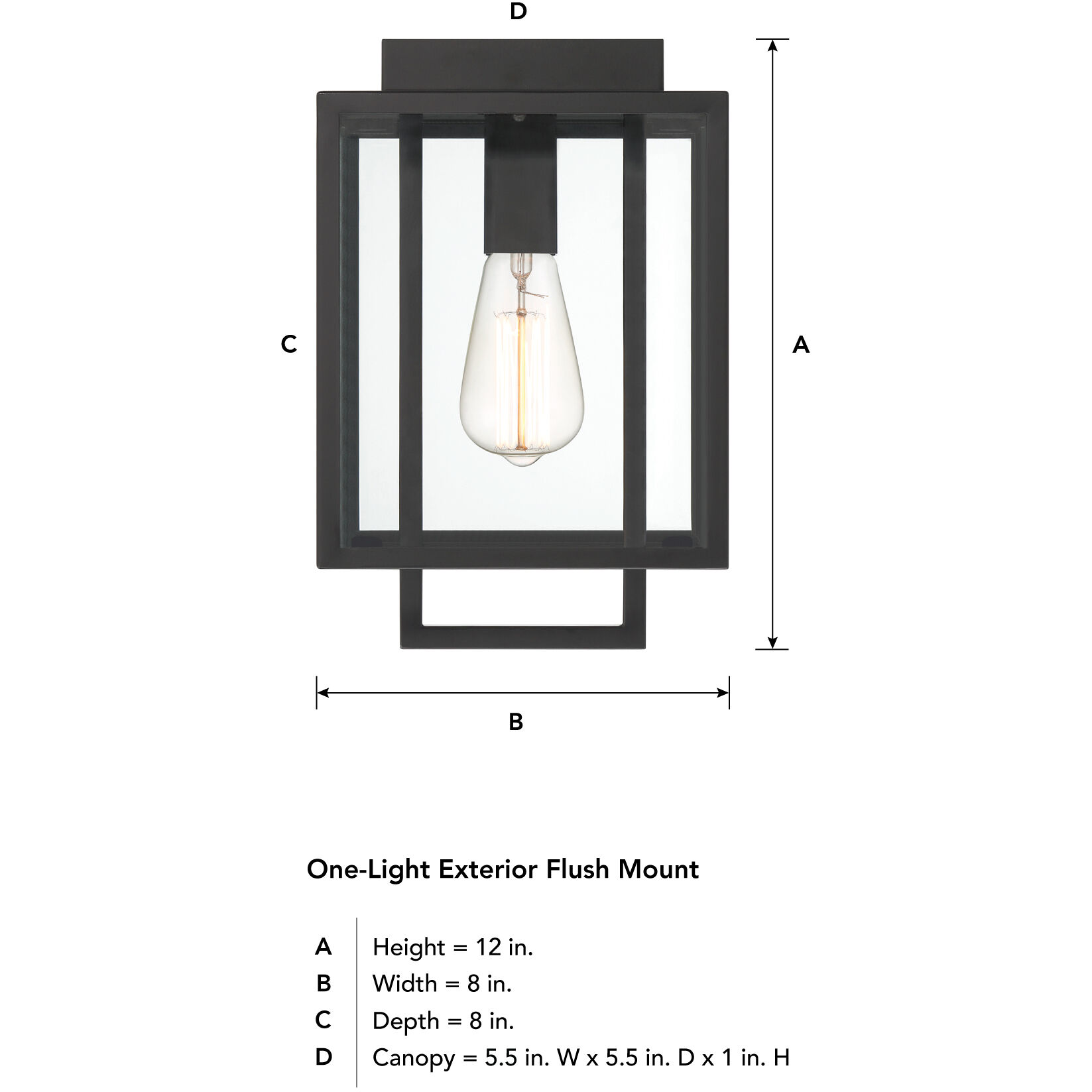 Preston 1 Light 8 inch Matte Black Flush Mount Ceiling Light