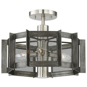 Baxter 3 Light 16.25 inch Weathered Iron Semi-Flush Ceiling Light