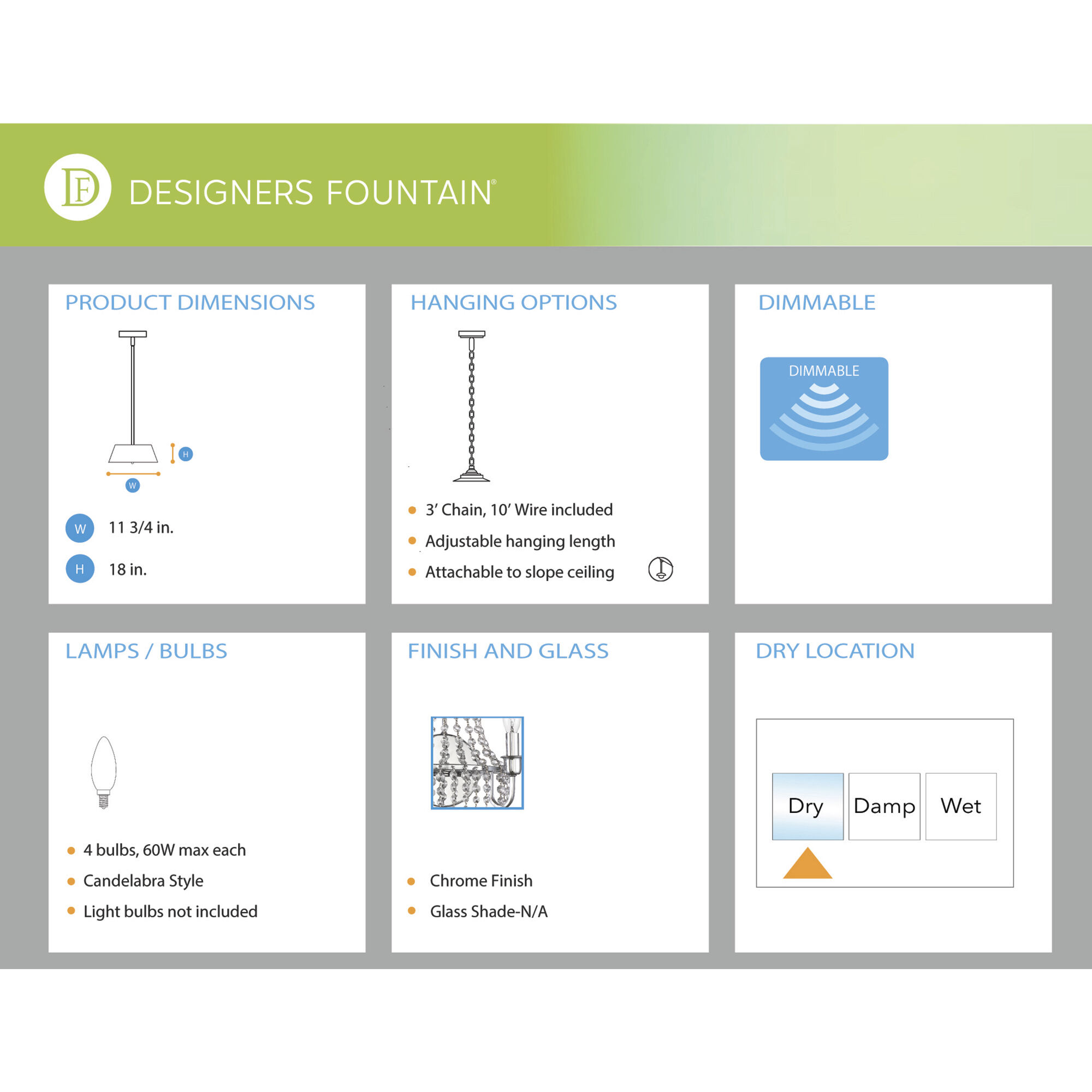 Maisie 4 Light 11.75 inch Chrome Chandelier Ceiling Light
