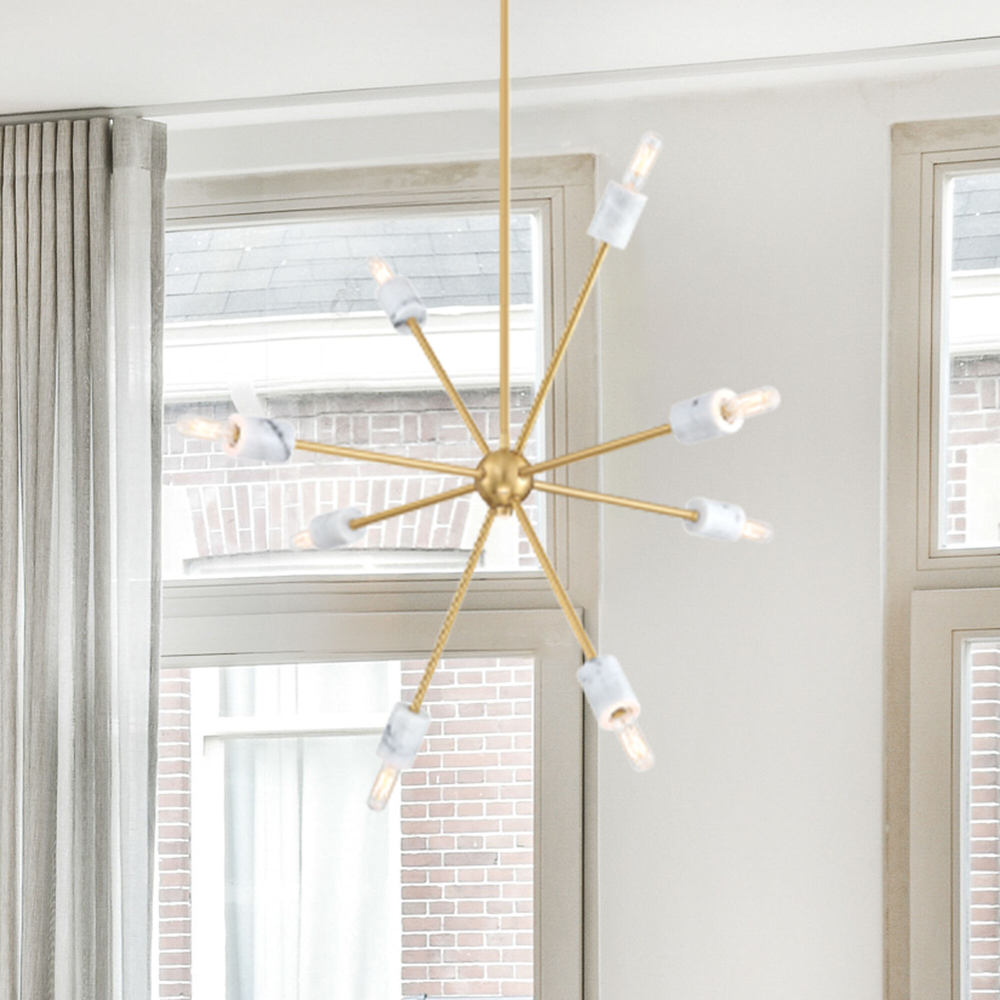 Star Dust 8 Light 28 inch Brushed Gold Chandelier Ceiling Light