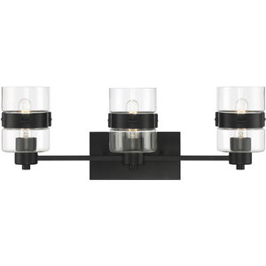 Midnight LA 3 Light 25 inch Matte Black Vanity Light Wall Light