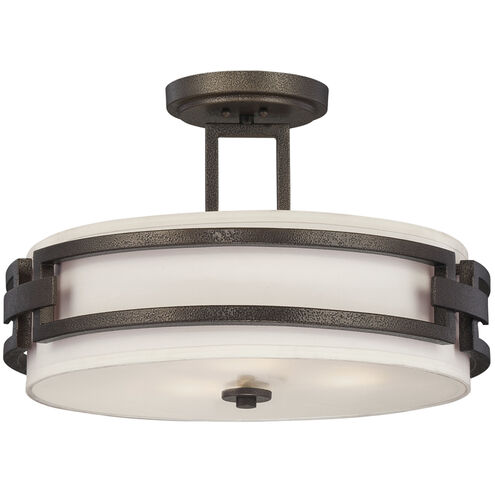 Del Ray 3 Light 18 inch Flemish Bronze Semi-Flush Ceiling Light