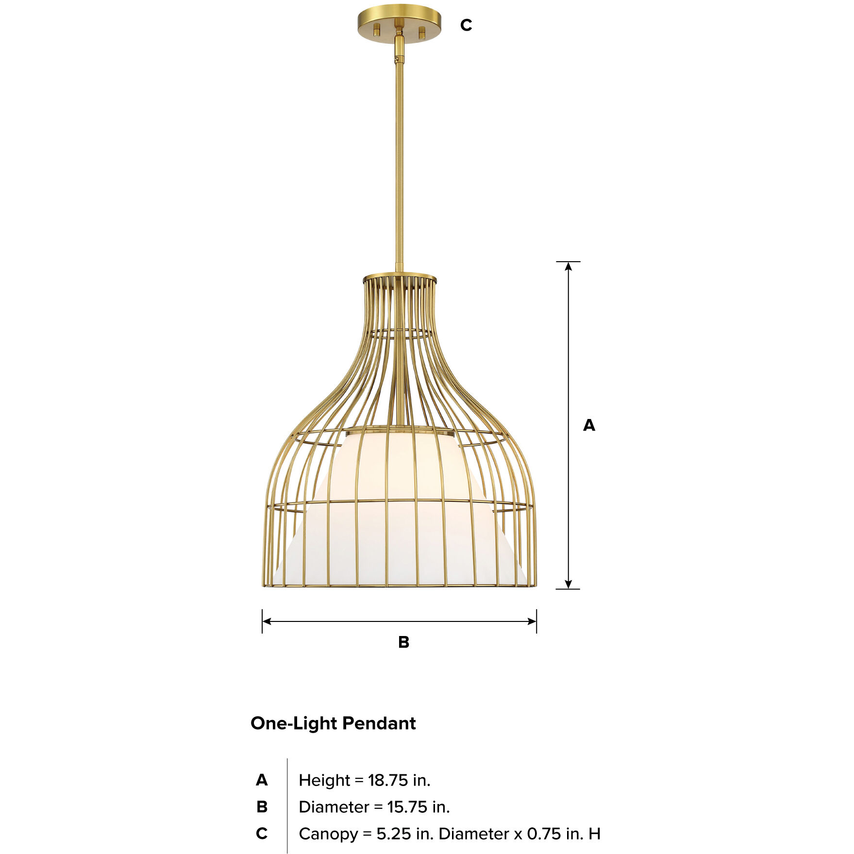Evensong LED 15.75 inch Brushed Gold Pendant Ceiling Light
