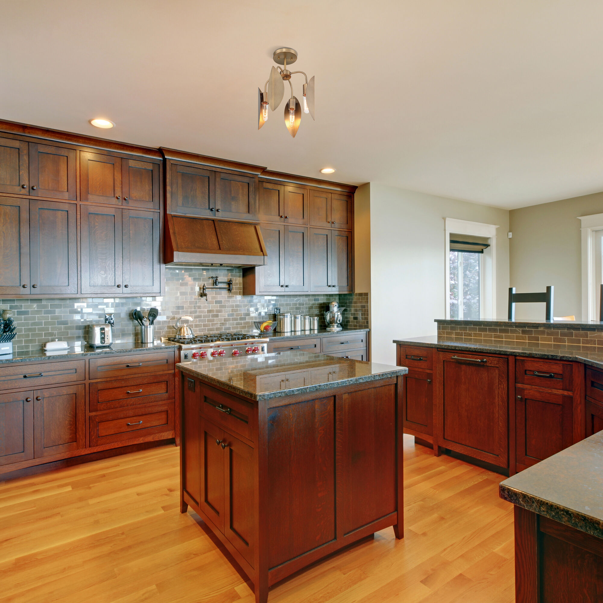 Eden 4 Light 12.25 inch Old Satin Brass Semi-Flush Mount Ceiling Light