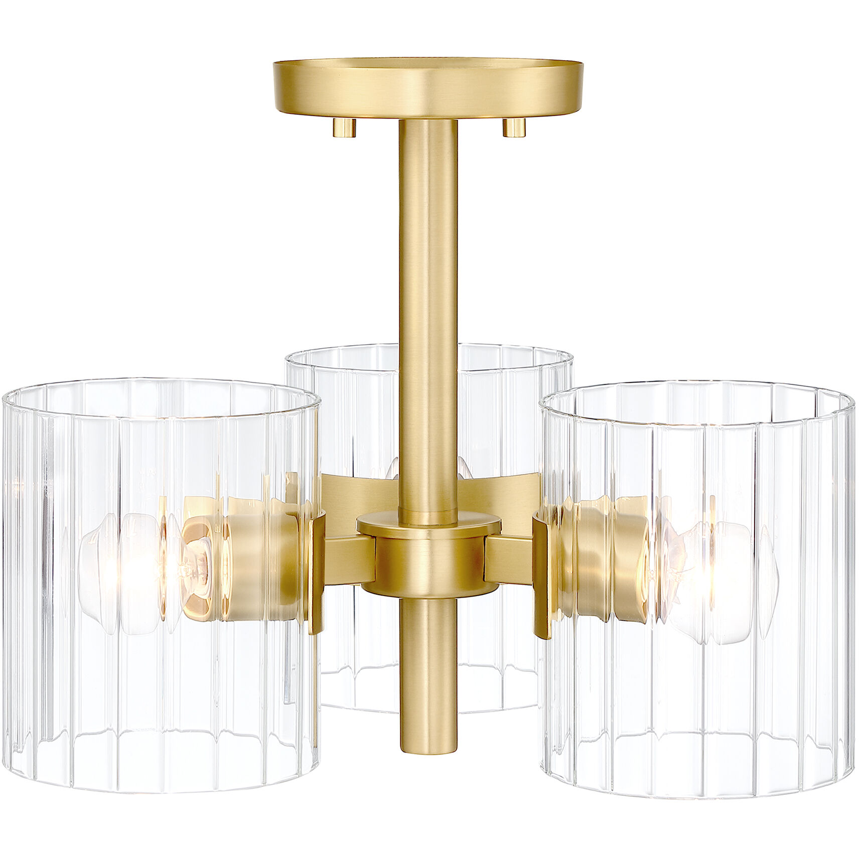 Aries 3 Light 15 inch Brushed Gold Semi-Flush Mount Ceiling Light
