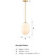 Noor 1 Light 8.5 inch Brushed Gold Pendant Ceiling Light