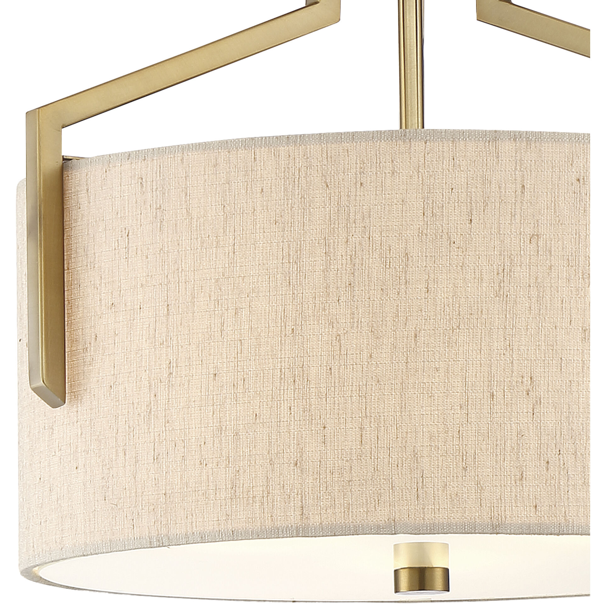 Elara 3 Light 15 inch Brushed Gold Semi-Flush Ceiling Light
