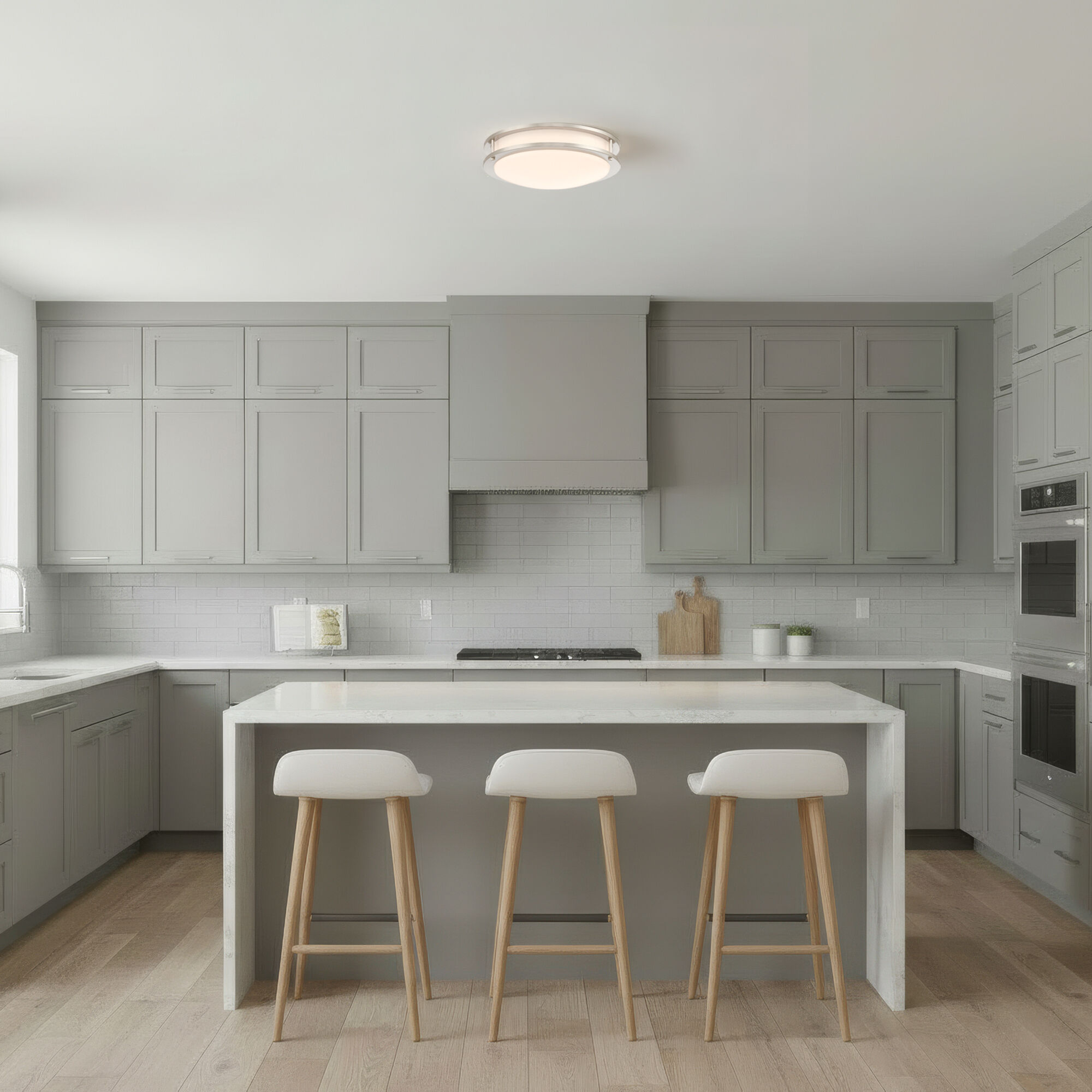 DC Series 1 Light 14 inch Brushed Nickel Flush Mount Ceiling Light