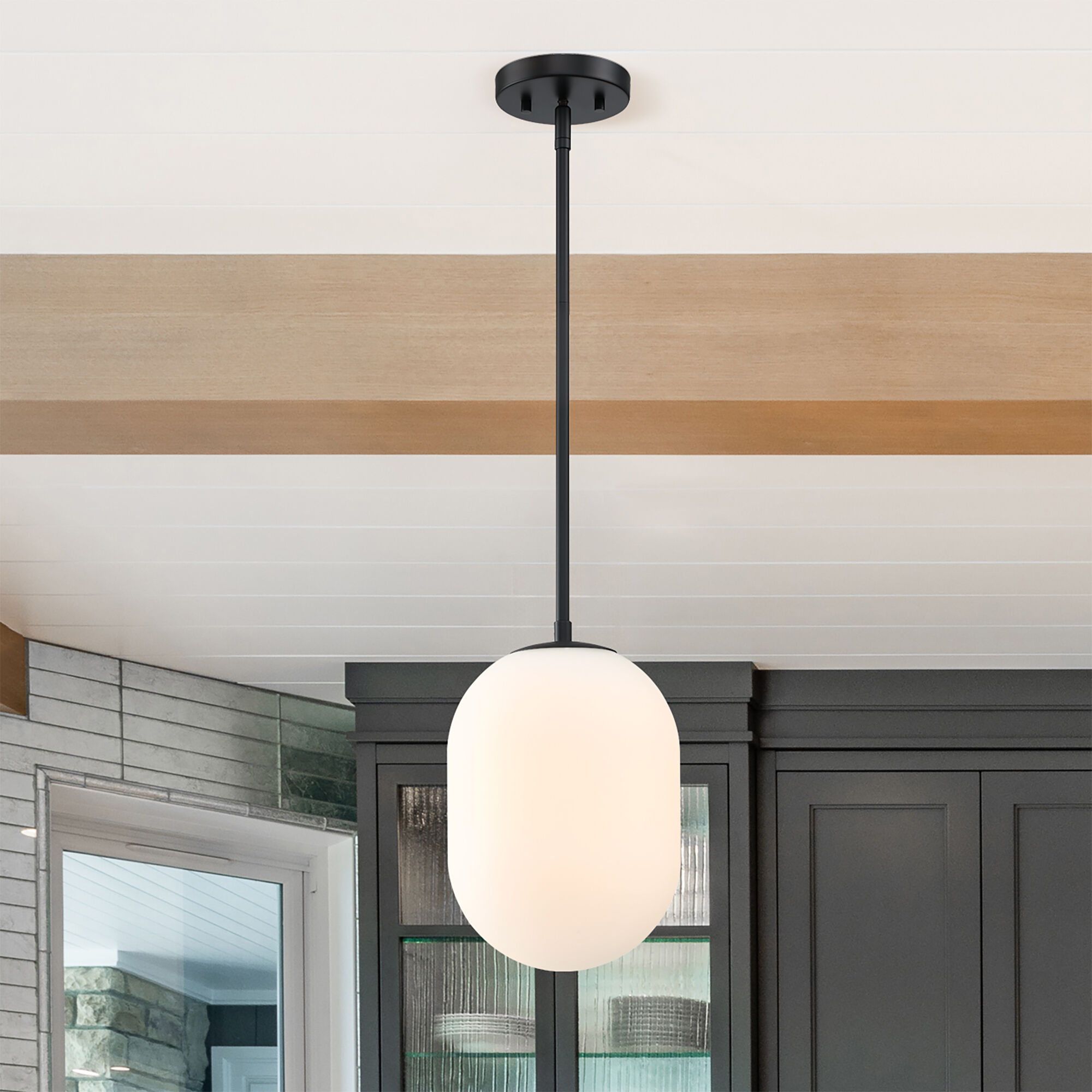 Noor 1 Light 8.5 inch Matte Black Pendant Ceiling Light
