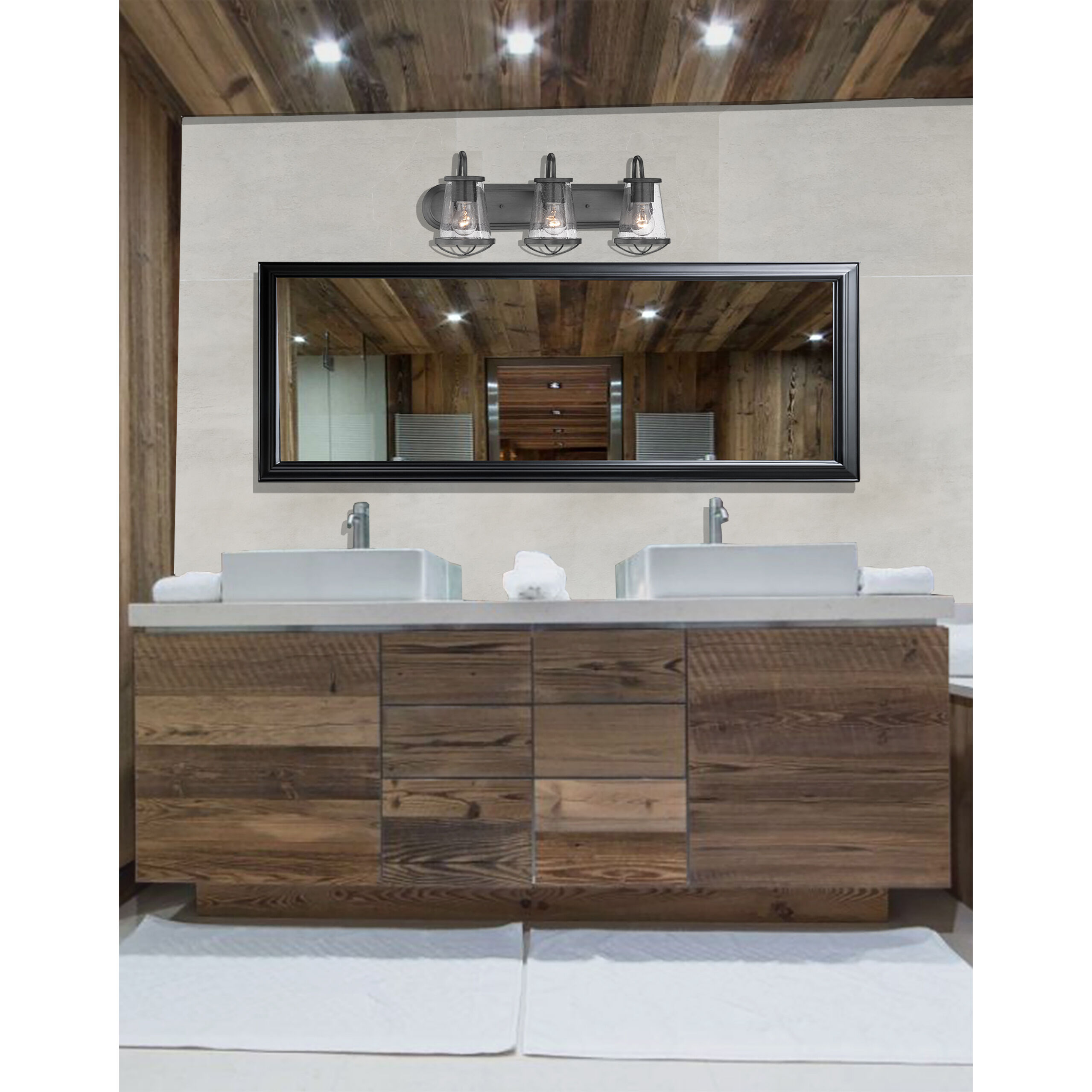 Darby 3 Light 24 inch Weathered Iron Bath Bar Wall Light