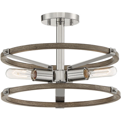 Hanston 3 Light 15.5 inch Polished Nickel Semi-Flush Ceiling Light