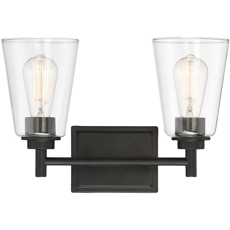 Westin 2 Light 15 inch Matte Black Bath Bar Wall Light 