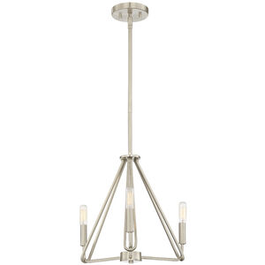 Uptown 3 Light 16 inch Satin Platinum Chandelier Ceiling Light