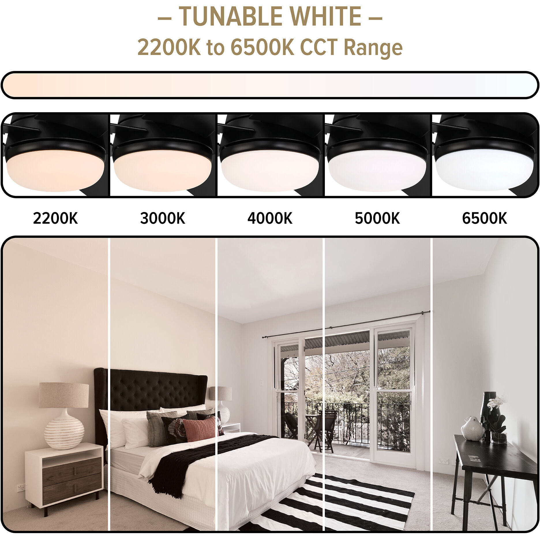 Astrea 52 inch Matte Black with Reversible Matte Black/Sepia Brown Blades Smart Color Fan