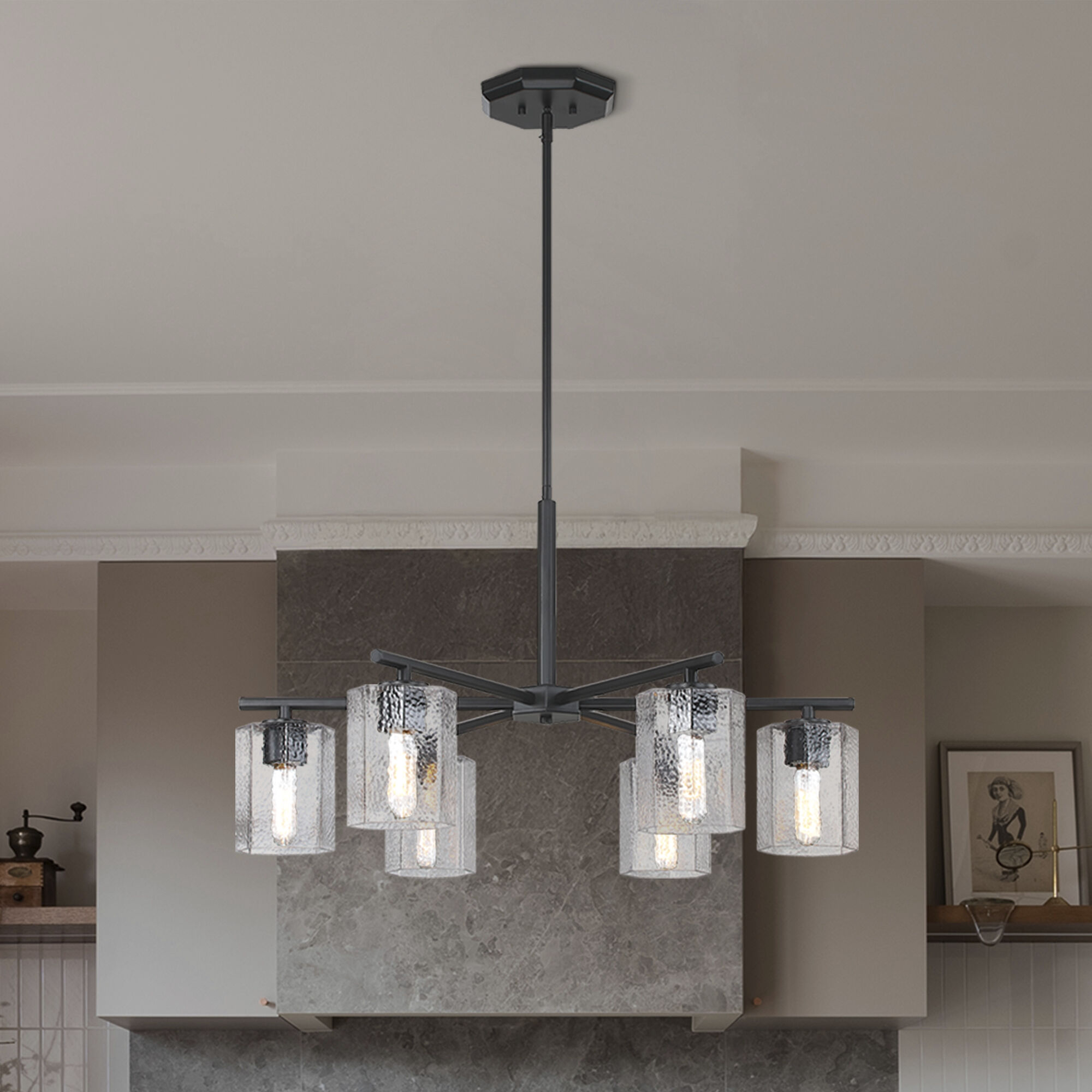 Haven LED 32 inch Matte Black Chandelier Ceiling Light