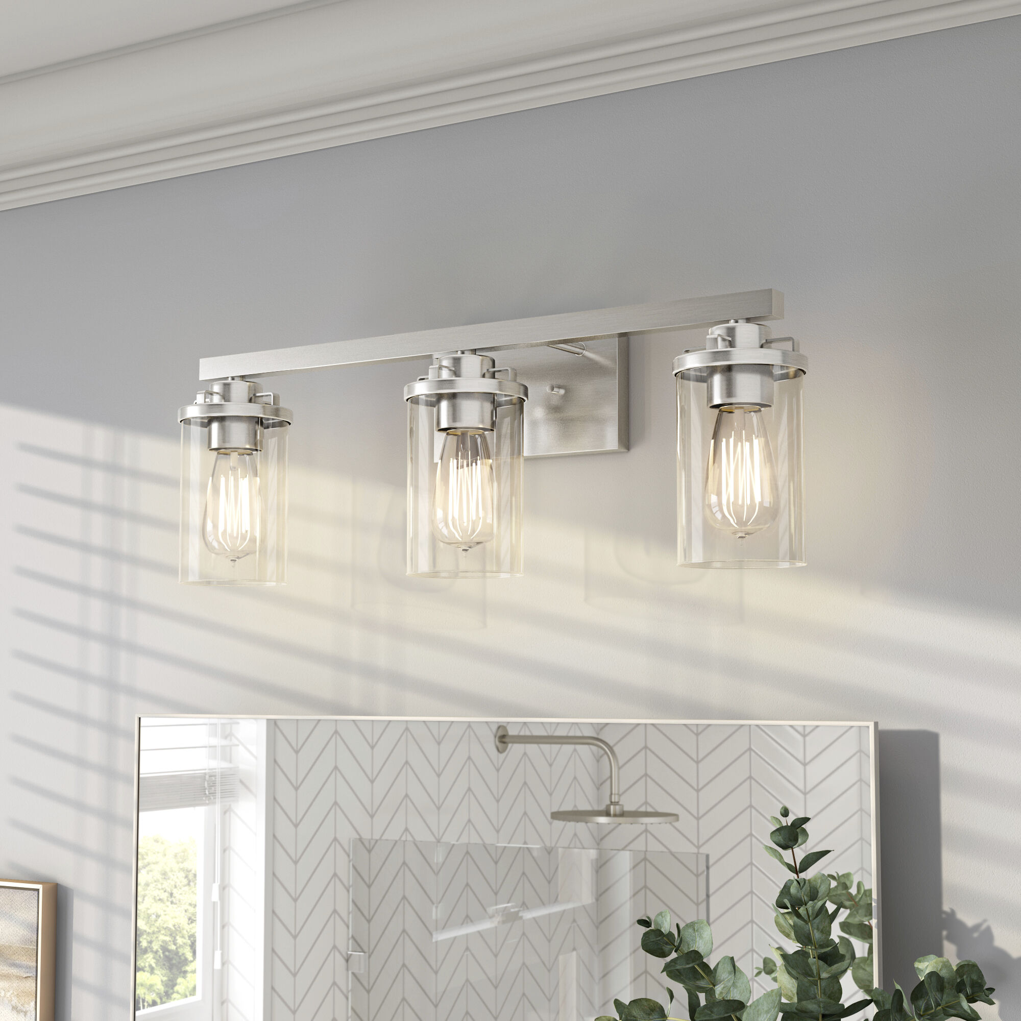 Jedrek 3 Light 24 inch Brushed Nickel Vanity Light Wall Light