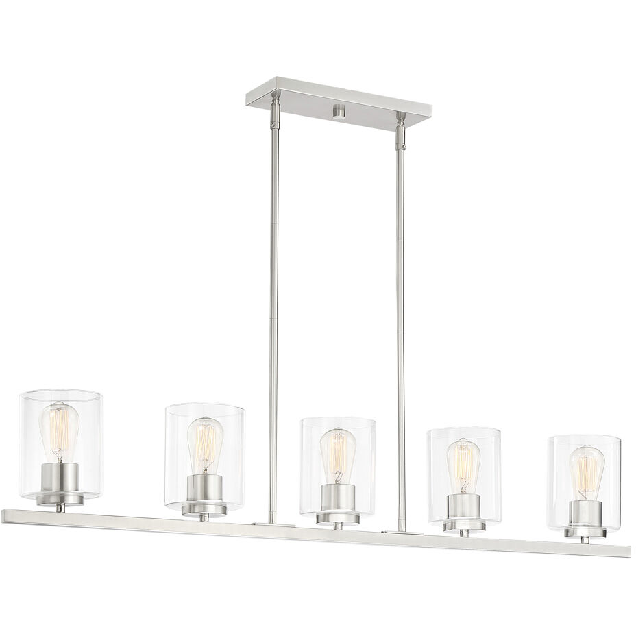 Liam 5 Light 42.75 inch Satin Platinum Island Ceiling Light