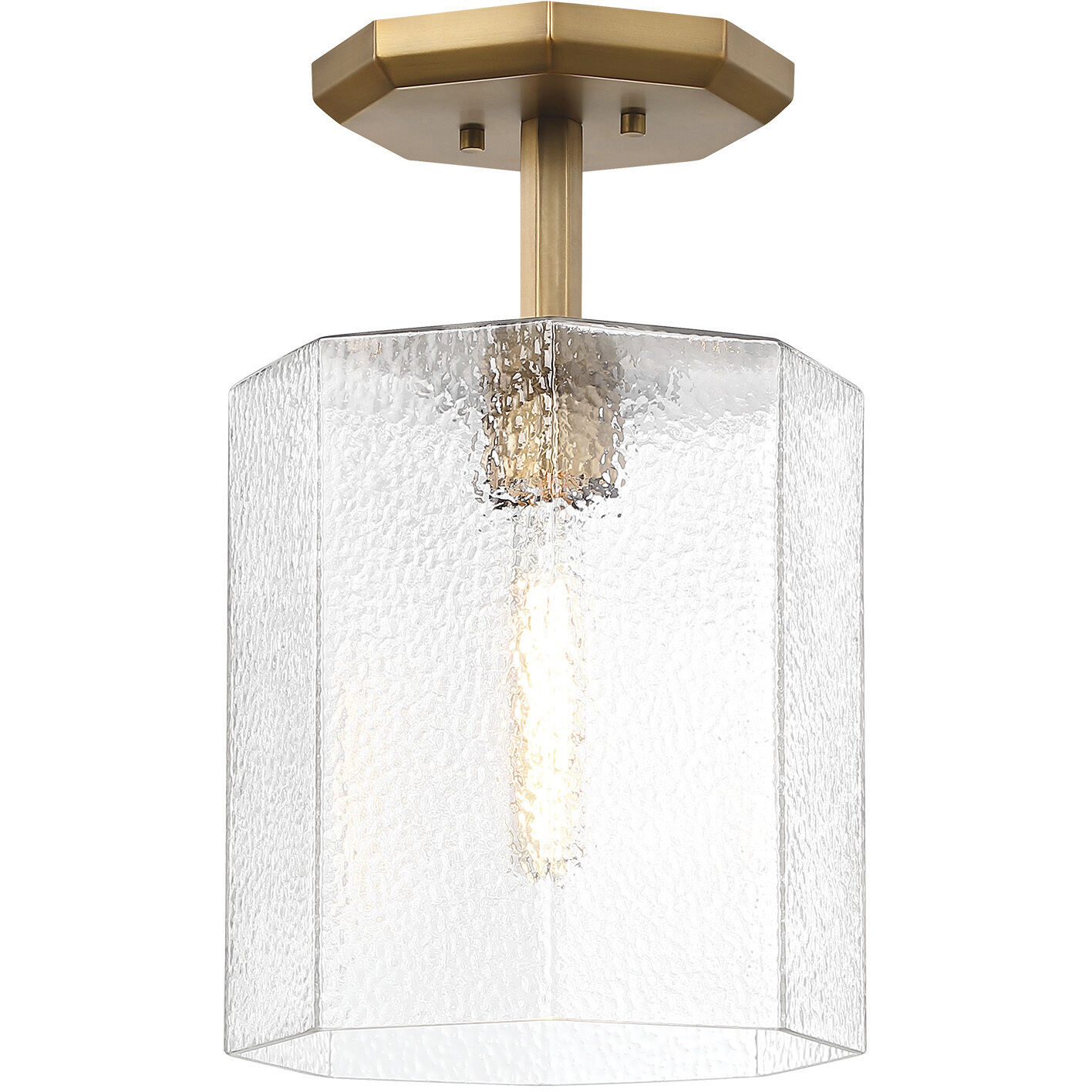 Haven LED 10 inch Old Satin Brass Semi-Flush Mount Ceiling Light