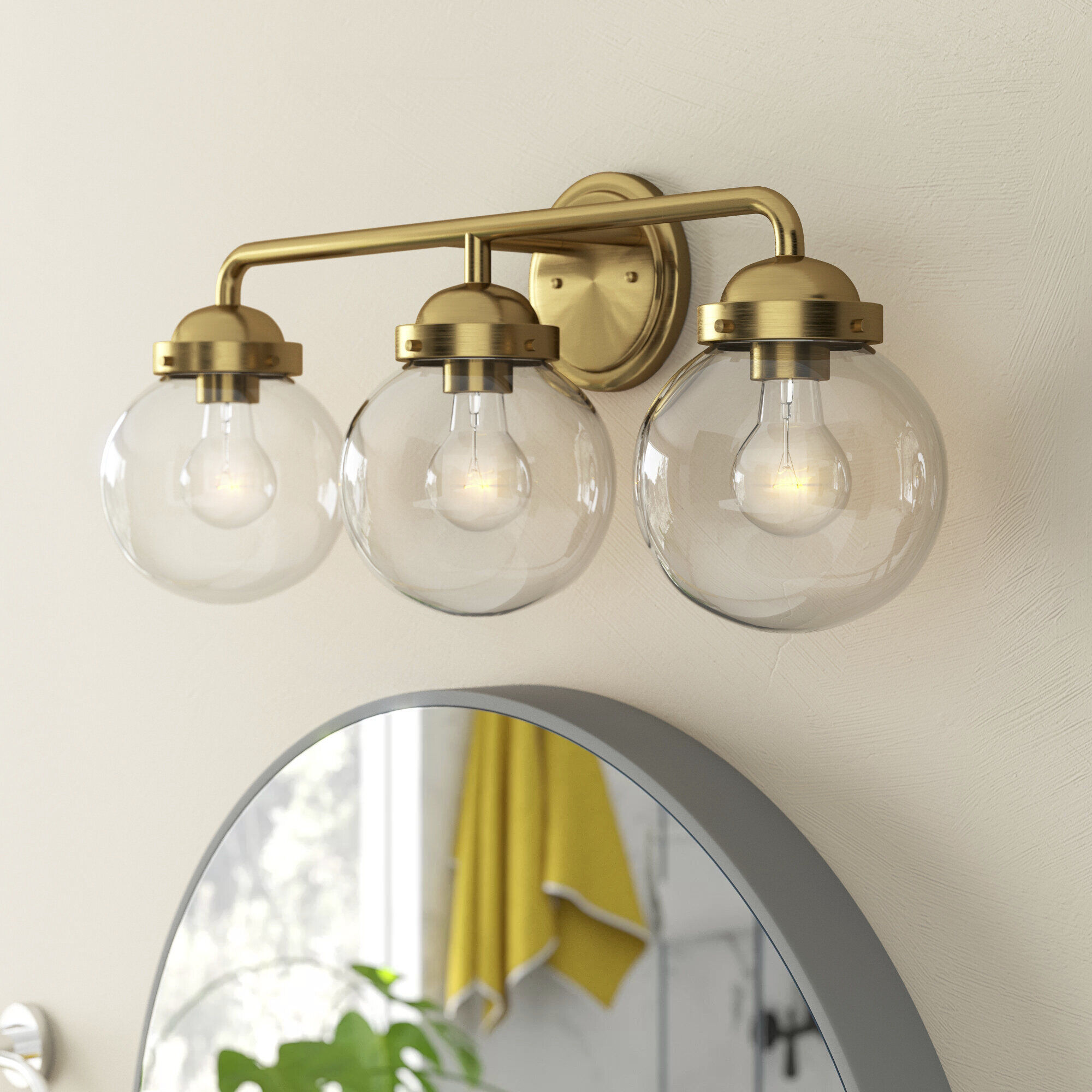 Knoll 3 Light 24 inch Brushed Gold Bath Bar Wall Light