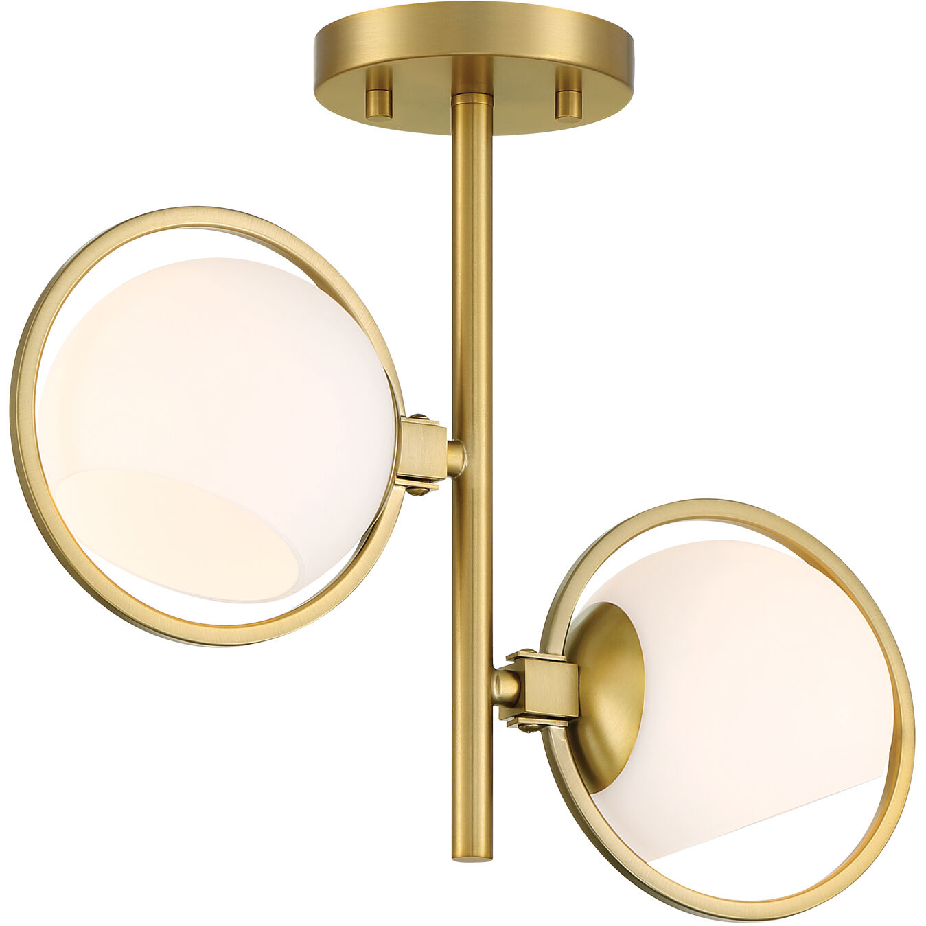 Teatro 2 Light 14.75 inch Brushed Gold Semi-Flush Mount Ceiling Light