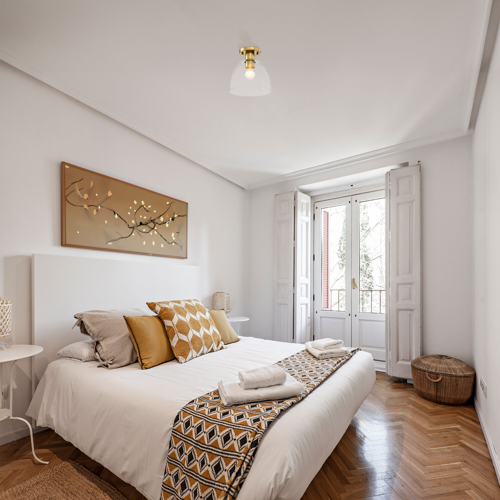 Indigo 1 Light 10 inch Brushed Gold Semi Flush Mount Ceiling Light