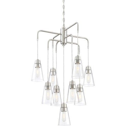 Echo 9 Light 25 inch Satin Platinum Chandelier Ceiling Light