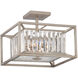 Linares 3 Light 14 inch Aged Platinum Semi-Flush Ceiling Light