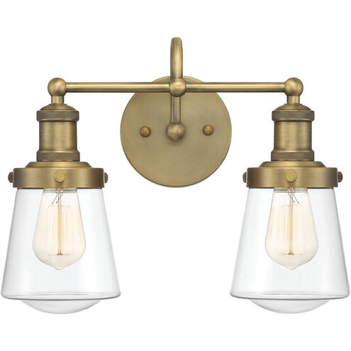 Taylor 2 Light 15 inch Old Satin Brass Bath Bar Wall Light