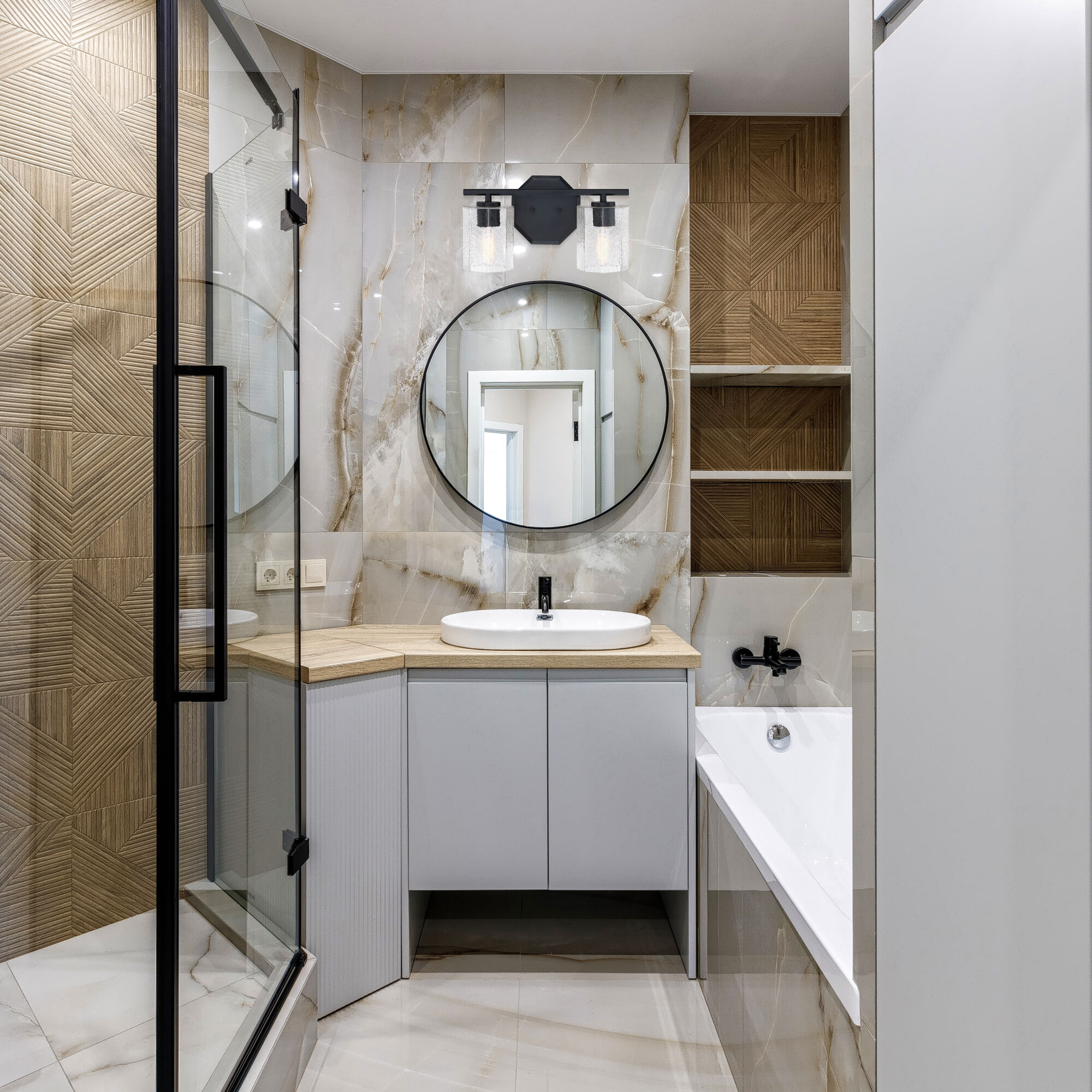 Haven 2 Light 16 inch Matte Black Vanity Light Wall Light