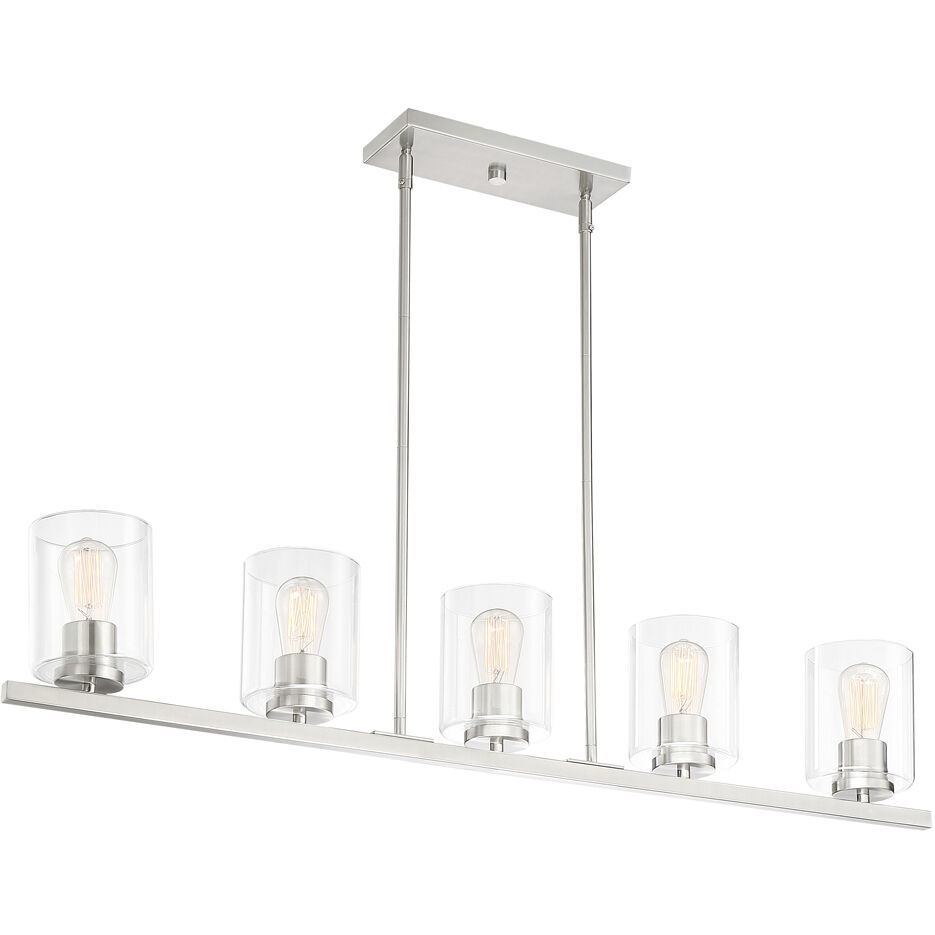 Liam 5 Light 42.75 inch Satin Platinum Island Ceiling Light